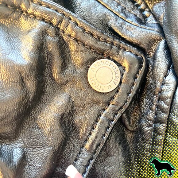 Abercrombie & Fitch Faux Leather Jacket Black Size M Medium Moto Motorcycle - Picture 7 of 7